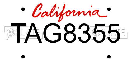 TAG8355 California License Plate