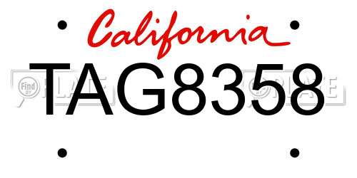 TAG8358 California License Plate