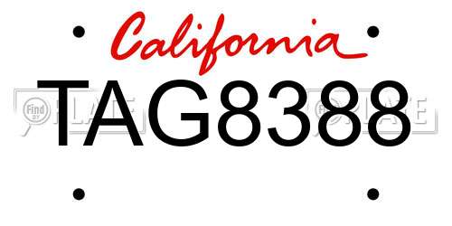 TAG8388 California License Plate