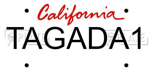 TAGADA1 California License Plate