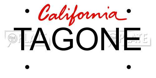 TAGONE California License Plate