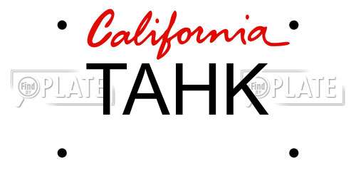 TAHK California License Plate