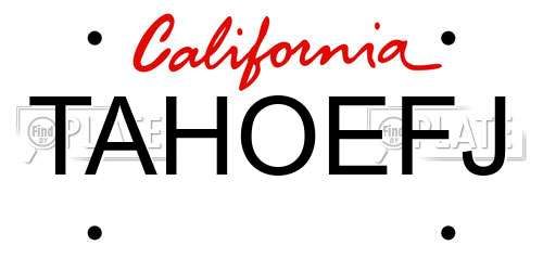 TAHOEFJ California License Plate