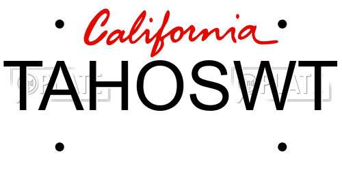 TAHOSWT California License Plate