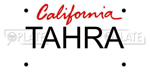 TAHRA California License Plate