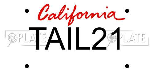 TAIL21 California License Plate