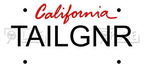 TAILGNR California License Plate