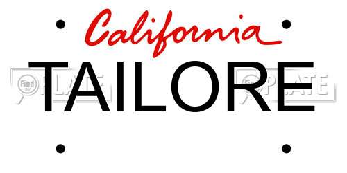 TAILORE California License Plate