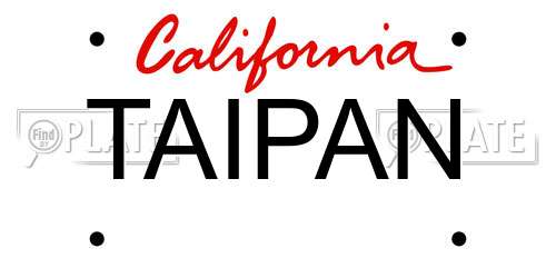 TAIPAN California License Plate