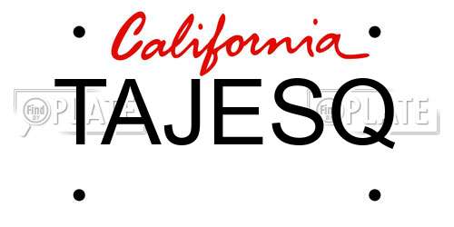TAJESQ California License Plate