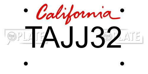 TAJJ32 California License Plate