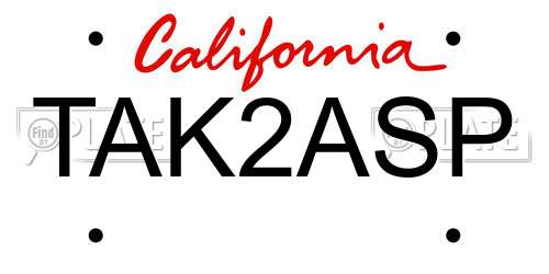 TAK2ASP California License Plate