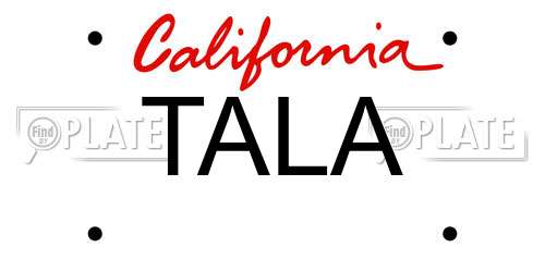TALA California License Plate