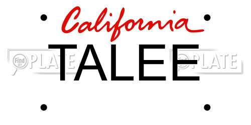 TALEE California License Plate