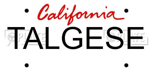 TALGESE California License Plate