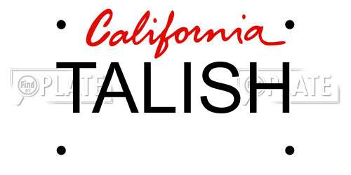 TALISH California License Plate