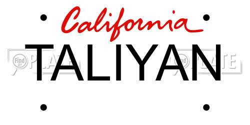 TALIYAN California License Plate