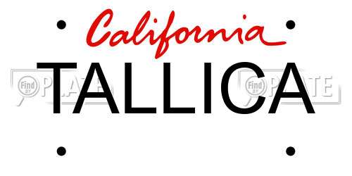 TALLICA California License Plate