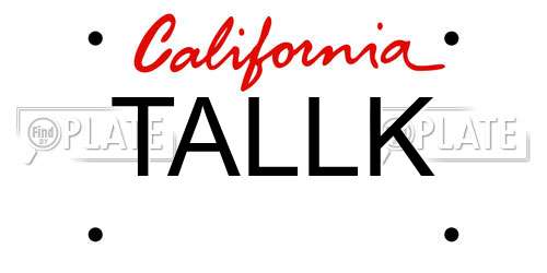 TALLK California License Plate