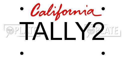 TALLY2 California License Plate