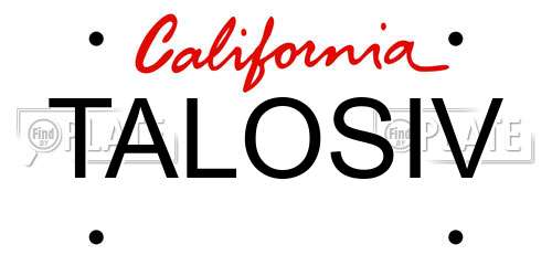 TALOSIV California License Plate