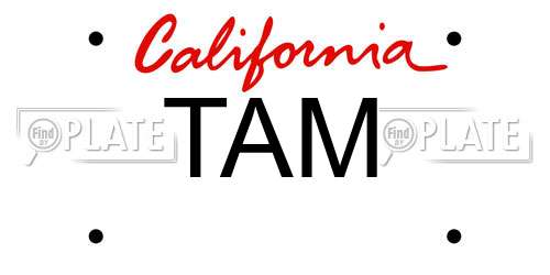TAM California License Plate
