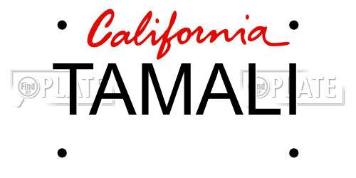 TAMALI California License Plate