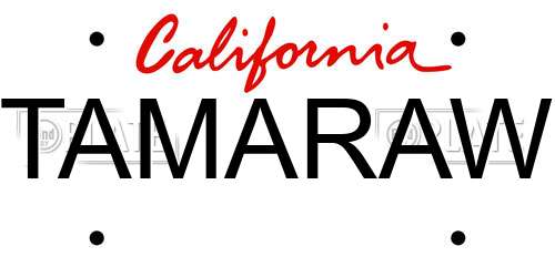 TAMARAW California License Plate