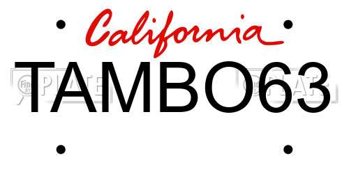 TAMBO63 California License Plate