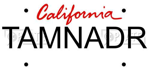 TAMNADR California License Plate
