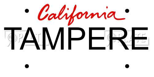 TAMPERE California License Plate