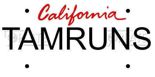 TAMRUNS California License Plate