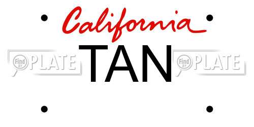 TAN California License Plate