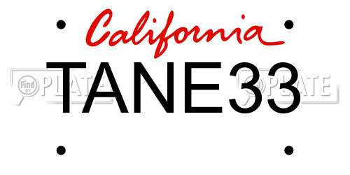 TANE33 California License Plate