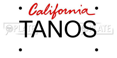 TANOS California License Plate