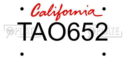 TAO652 California License Plate