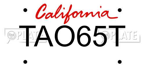 TAO65T California License Plate