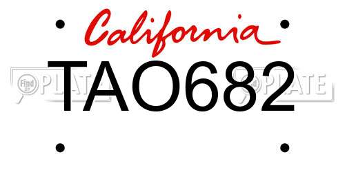 TAO682 California License Plate