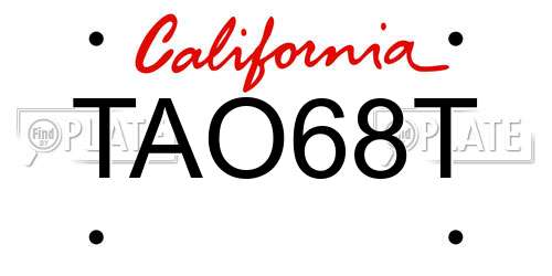 TAO68T California License Plate