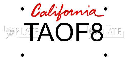 TAOF8 California License Plate