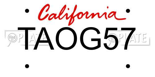 TAOG57 California License Plate