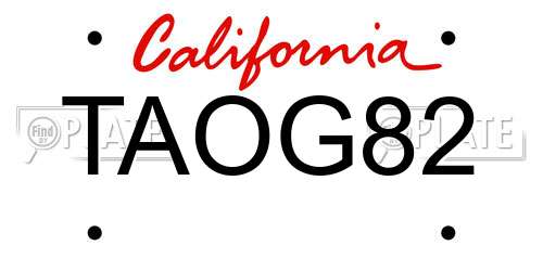 TAOG82 California License Plate