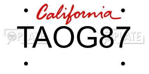 TAOG87 California License Plate