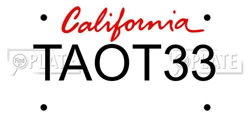 TAOT33 California License Plate