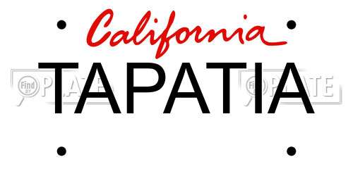 TAPATIA California License Plate