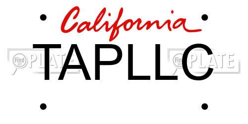 TAPLLC California License Plate