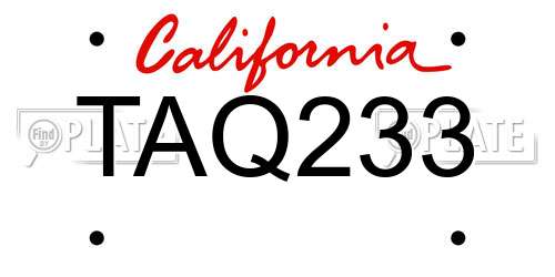 TAQ233 California License Plate