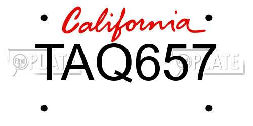 TAQ657 California License Plate