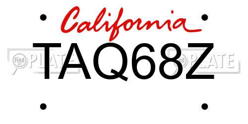 TAQ68Z California License Plate