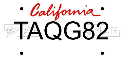 TAQG82 California License Plate
